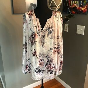 Floral Crushed Velvet Blouse